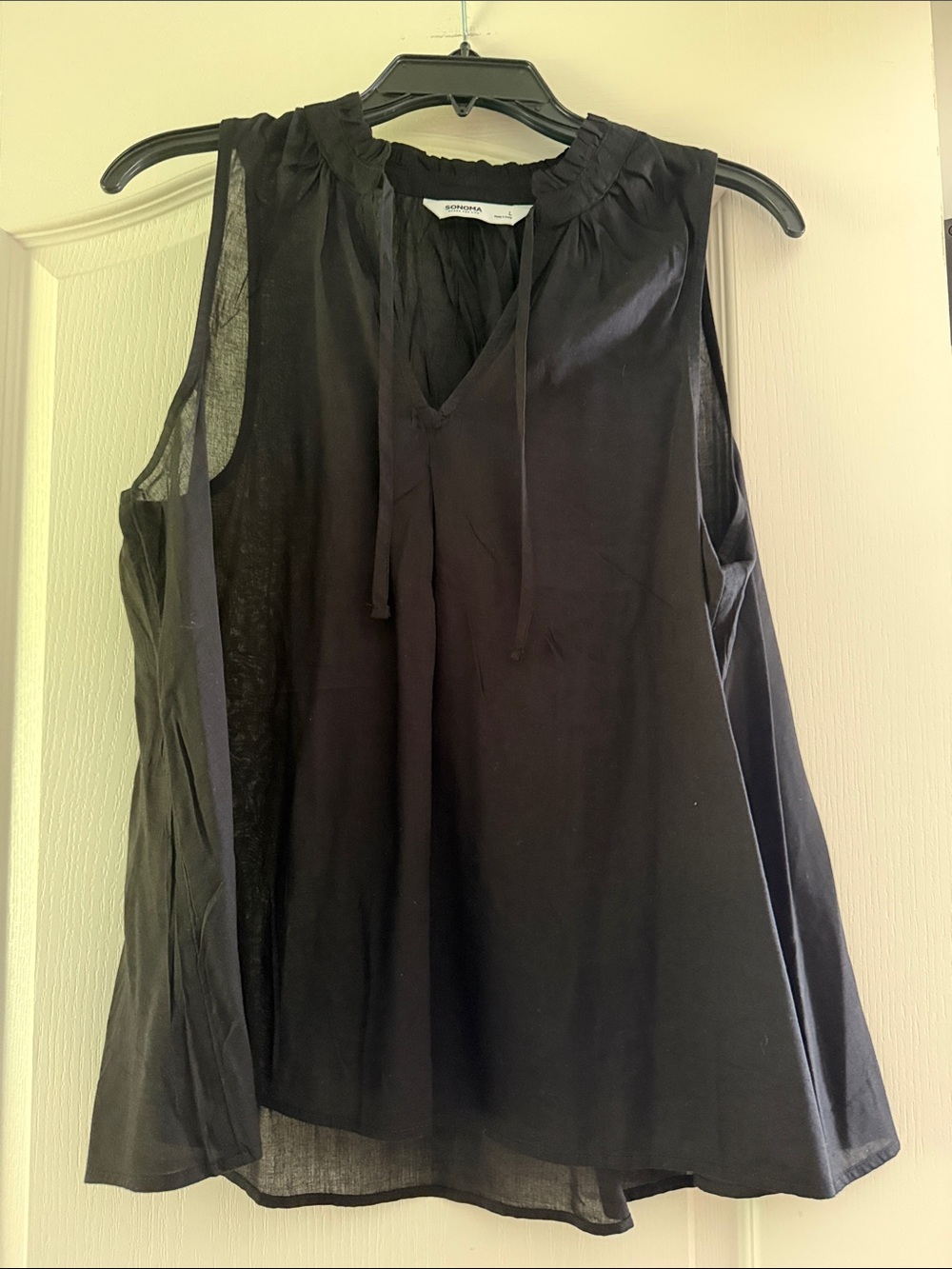 Sonoma Black Tie-Neck Sleeveless Camisole